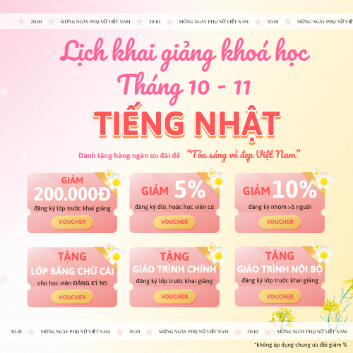 KHAI GIẢNG KHOÁ HỌC TIẾNG NHẬT THÁNG 10 VÀ THÁNG 11